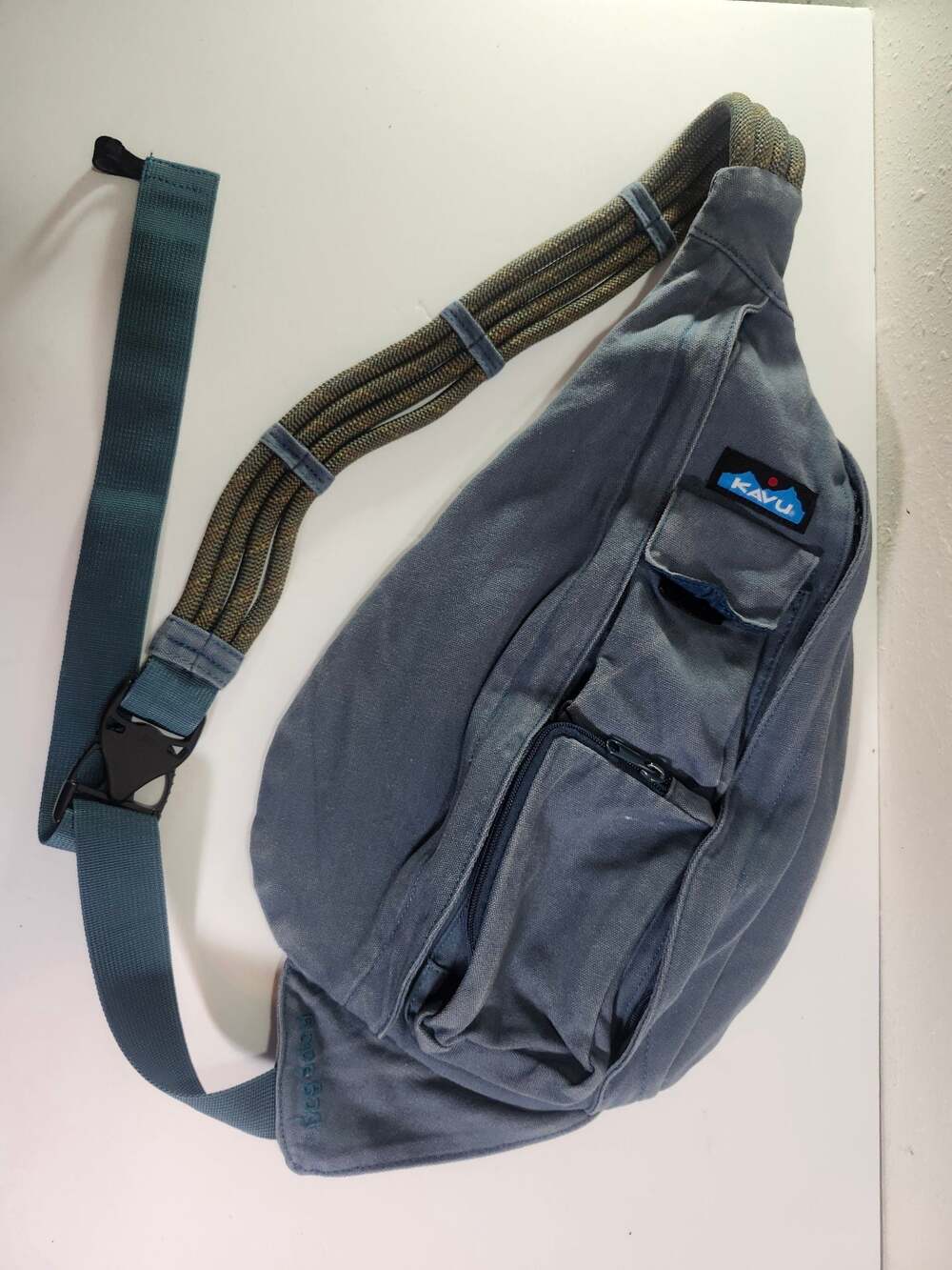 KAVU Rope Bag Cotton Canvas Crossbody Sling Backpack Blue